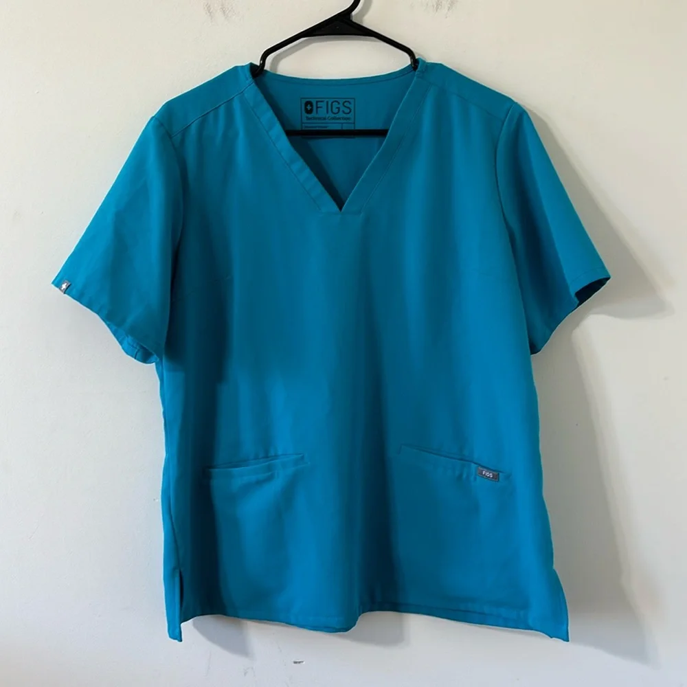 FIGS Scrub Casma Three-Pocket Scrub Top Teal Size Large - Picture 1 of 9